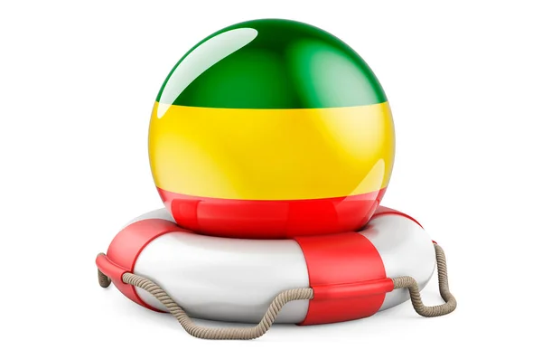 Lifebelt Rastafarijskou Vlajkou Vykreslování Izolované Bílém Pozadí — Stock fotografie