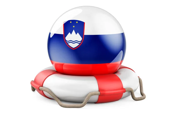 Slovenya Bayrağıyla Can Yeleği Slovenya Kavramının Korunması Korunması Korunması Beyaz — Stok fotoğraf