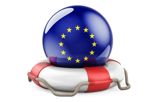 Cinturão Salvação Com Bandeira Segurança Ajuda Protecção Conceito União Europeia — Fotografia de Stock
