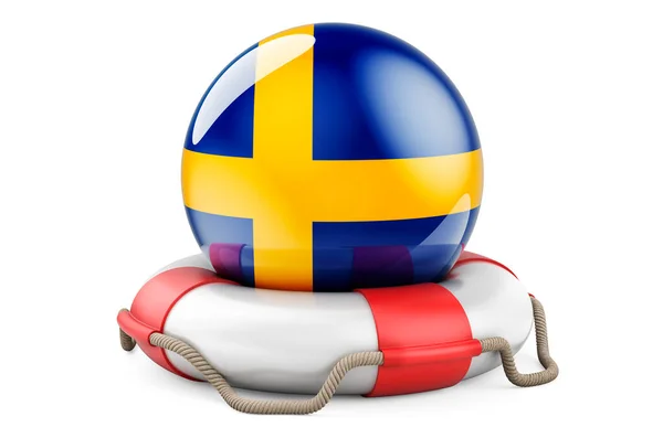 Житло Шведським Прапором Безпечна Допомога Захист Шведської Концепції Рендеринг Ізольований — стокове фото