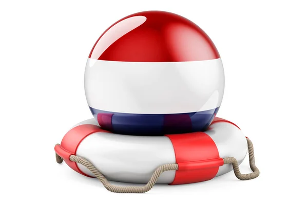 Спасательный Пояс Флагом Нидерландов Безопасность Помощь Защита Концепции Нидерландов Рендеринг — стоковое фото