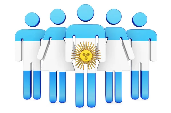 Colar Figuras Com Bandeira Argentina Comunidade Social Cidadãos Argentina Renderização — Fotografia de Stock