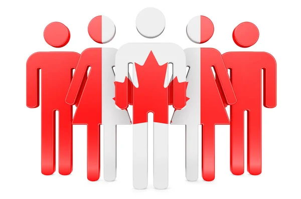 Stick Figures Canadian Flag Social Community Citizens Canada Rendering Isolated — Stock Photo, Image