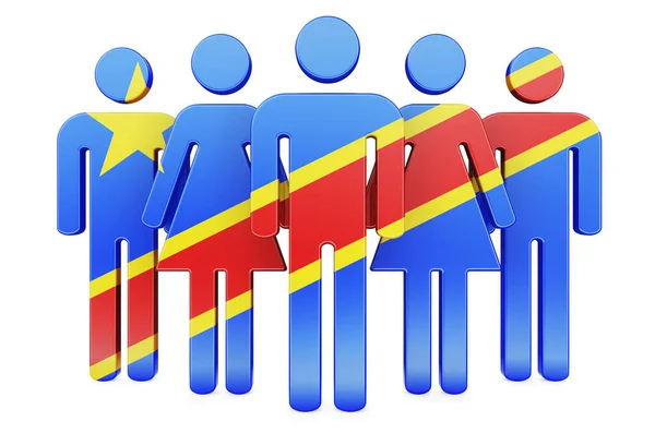 Stick Figures Congolese Flag Social Community Citizens Democratic Republic Congo — Stock Photo, Image