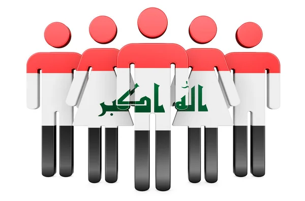 Фигуры Иракским Флагом Социальное Сообщество Граждане Ирака Рендеринг Изолирован Белом — стоковое фото