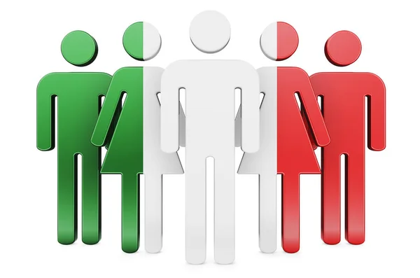 Stabfiguren Mit Italienischer Flagge Sozialgemeinschaft Und Bürger Italiens Rendering Isoliert — Stockfoto