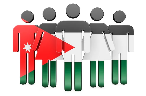 Stick Figures Jordanian Flag Social Community Citizens Jordan Rendering Isolated — Stock Photo, Image