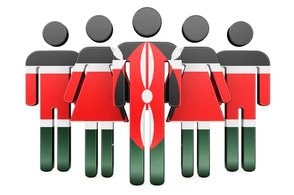 Stick Figures Kenyan Flag Social Community Citizens Kenya Rendering Isolated — Stock Photo, Image