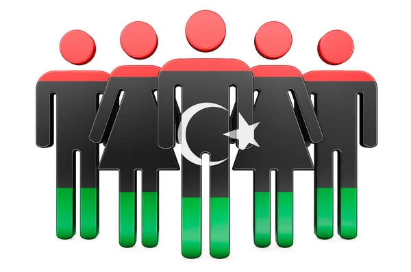 Фигуры Ливийским Флагом Социальное Сообщество Граждане Ливии Рендеринг Изолирован Белом — стоковое фото