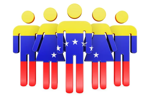 Figuras Palo Con Bandera Venezolana Comunidad Social Ciudadanos Venezuela Representación — Foto de Stock