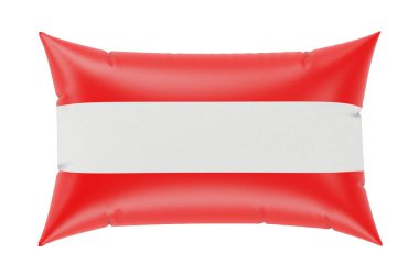 Avusturya bayraklı yastık, beyaz arkaplanda 3 boyutlu görüntüleme