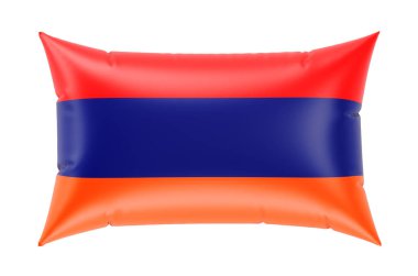 Ermeni bayraklı yastık, beyaz arka planda 3 boyutlu görüntüleme