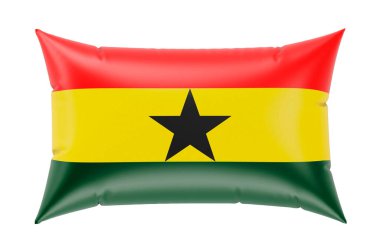 Ghanaian bayraklı yastık, beyaz arka planda 3 boyutlu görüntüleme