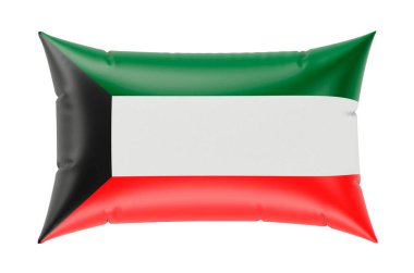 Kuveyt bayraklı yastık, beyaz arkaplanda 3 boyutlu görüntüleme