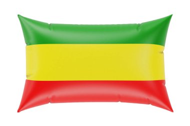 Rastafarian bayrağıyla yastık. Beyaz arkaplanda 3B görüntüleme izole edildi