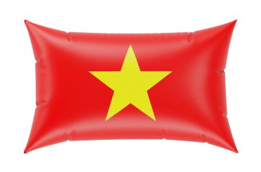 Vietnam bayrağı taşıyan yastık, beyaz arka planda 3 boyutlu görüntüleme