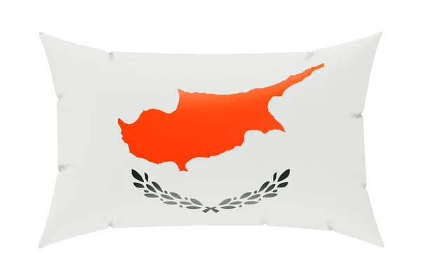 带有塞浦路斯国旗的枕头 3D渲染白色背景隔离 — 图库照片