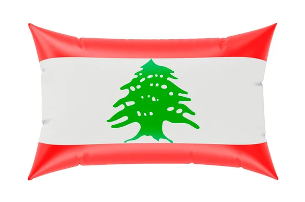 白い背景に隔離された3Dレンダリング レバノンの旗と枕 — ストック写真