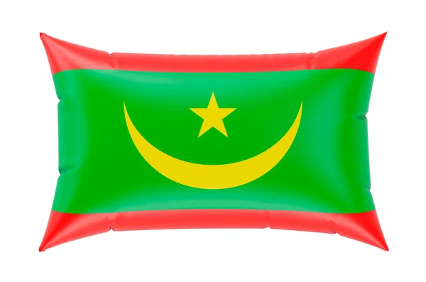 枕头与毛里塔尼亚国旗 3D渲染隔离在白色背景 — 图库照片