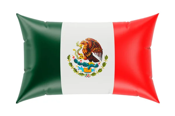 メキシコの旗の枕 白い背景に隔離された3Dレンダリング — ストック写真