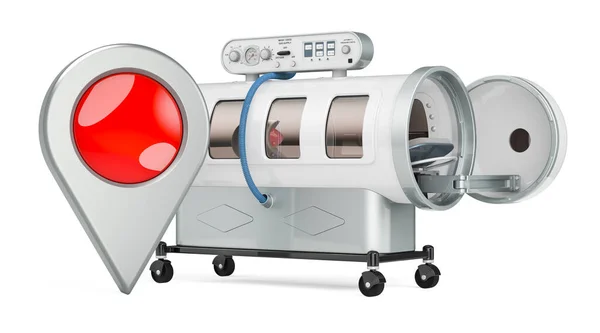 Hyperbaric Chamber Map Pointer Rendering Isolated White Background — Stock Photo, Image