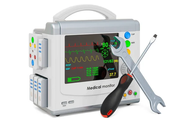 Service Repair Patient Medical Monitors Rendering Isolated White Background — Stock Photo, Image