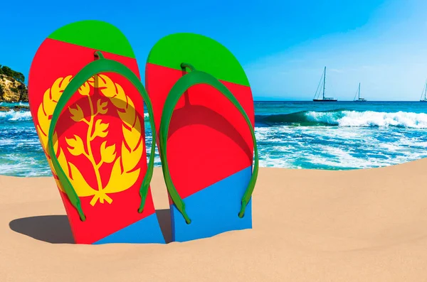 Flip Flops Eritrean Flag Beach Eritrea Resorts Vacation Tours Travel — 스톡 사진