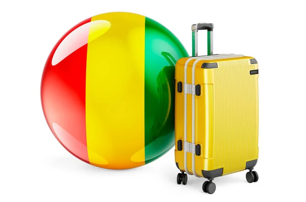 Resväska Med Guineansk Flagga Guinea Resekoncept Rendering Isolerad Vit Bakgrund — Stockfoto