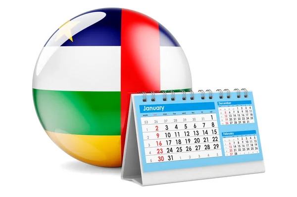 Calendario Escritorio Con Bandera Centroafricana Representación Aislada Sobre Fondo Blanco —  Fotos de Stock