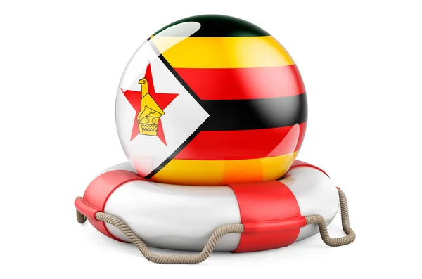 짐바브웨 국기달린 라이프 전하고 도움이 짐바브웨 개념을 백인들에게 렌더링 — 스톡 사진