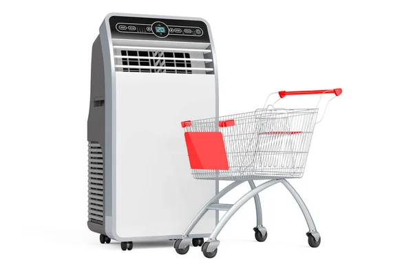 Shopping Cart Mobile Air Conditioner Rendering Isolated White Background — Stock Photo, Image