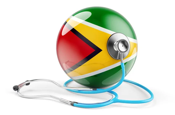 Guyanai Zászló Sztetoszkóppal Egészségügyi Ellátás Gayana Koncepció Renderelés Elszigetelt Fehér — Stock Fotó
