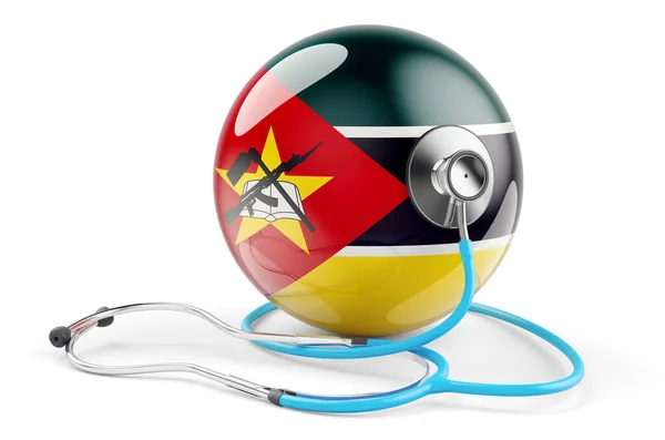 モザンビークの旗に聴診器 モザンビークの医療概念 白い背景に隔離された3Dレンダリング — ストック写真