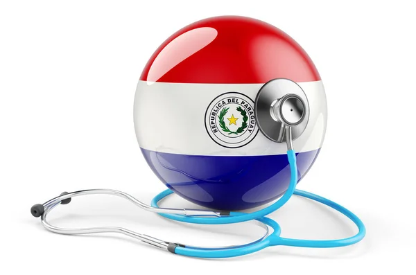 Paraguayische Flagge Mit Stethoskop Gesundheitswesen Paraguay Konzept Rendering Isoliert Auf — Stockfoto