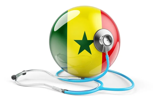 Senegalese Flag Stethoscope Health Care Senegal Concept Rendering Isolated White — Stock Photo, Image