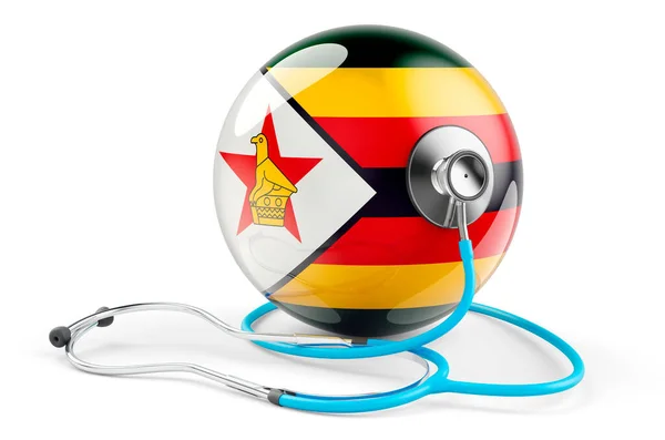 청진기로 짐바브웨 국기를 그린다 Health Care Zimbabwe Concept Rendering Isolated — 스톡 사진