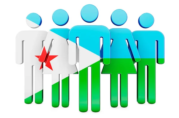 Фигуры Джибутианским Флагом Социальное Сообщество Граждане Джибути Рендеринг Изолирован Белом — стоковое фото