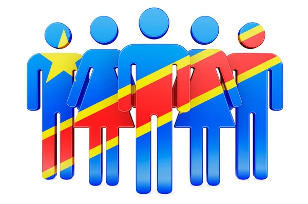 Colar Figuras Com Bandeira República Democrática Congolesa Comunidade Social Cidadãos — Fotografia de Stock