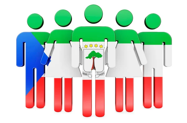 Stick Figures Equatoguinean Guinea Flag Social Community Citizens Equatorial Guinea — Stock Photo, Image