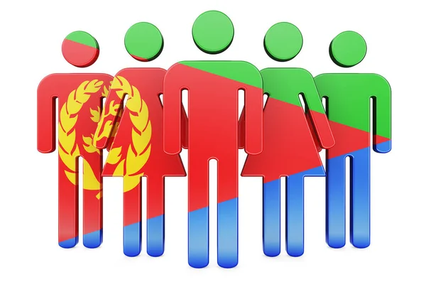 Stick Figures Eritrean Flag Social Community Citizens Eritrea Rendering Isolated — Stock Photo, Image