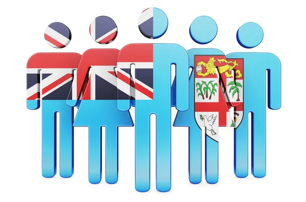 挂满斐济国旗的人像斐济的社会团体和公民 3D图像在白人背景下被隔离 — 图库照片