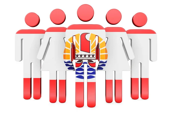 Stick Figures French Polynesian Flag Social Community Citizens French Polynesia — Stock Photo, Image