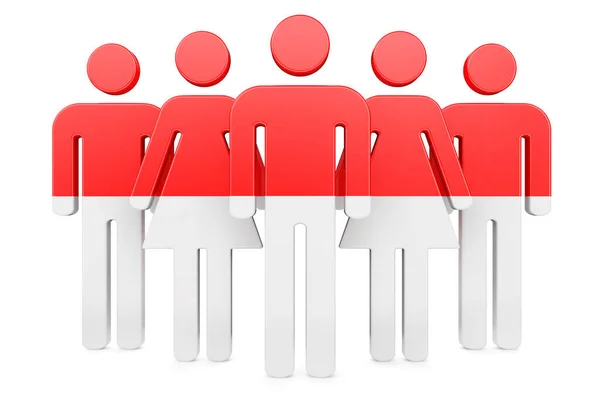 Stick Figures Indonesian Flag Social Community Citizens Indonesia Rendering Isolated — Stock Photo, Image