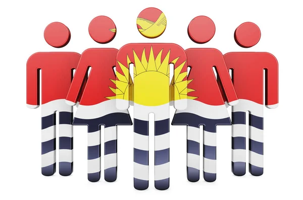 用基里巴蒂亚国旗把人物画在一起基里巴斯的社会团体和公民 3D图像在白人背景下被隔离 — 图库照片