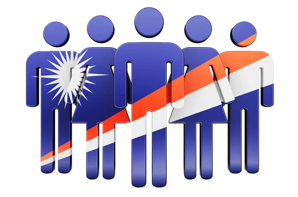 Stick Figures Marshallese Flag Social Community Citizens Marshall Islands Rendering — Stock Photo, Image