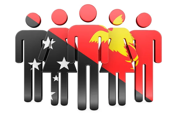 Stick Figures Papuan New Guinean Flag Social Community Citizens Papua — Stock Photo, Image