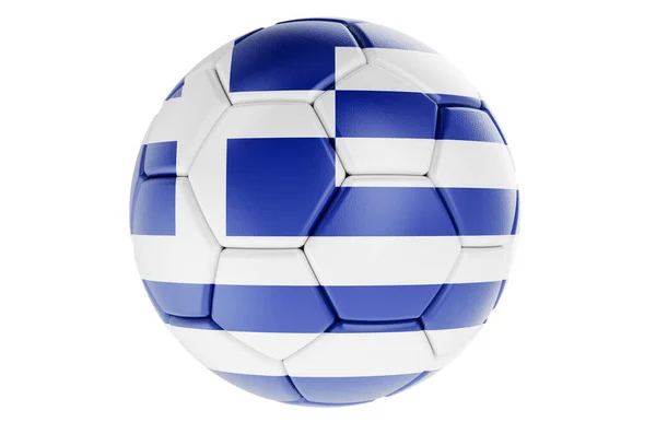 Yunan Bayraklı Futbol Topu Futbol Topu Beyaz Zemin Üzerinde Boyutlu — Stok fotoğraf