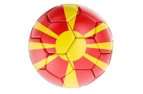 Fotbalový Míč Nebo Fotbalový Míč Makedonskou Vlajkou Vykreslování Izolované Bílém — Stock fotografie