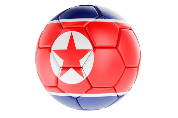 Fotbalový Míč Nebo Fotbalový Míč Severokorejskou Vlajkou Vykreslování Izolované Bílém — Stock fotografie