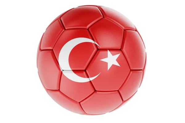 Fußball Oder Fußball Mit Türkischer Flagge Darstellung Isoliert Auf Weißem — Stockfoto